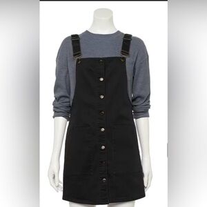 Juniors’‎ SO Button Front Black Pinafore Dress ~